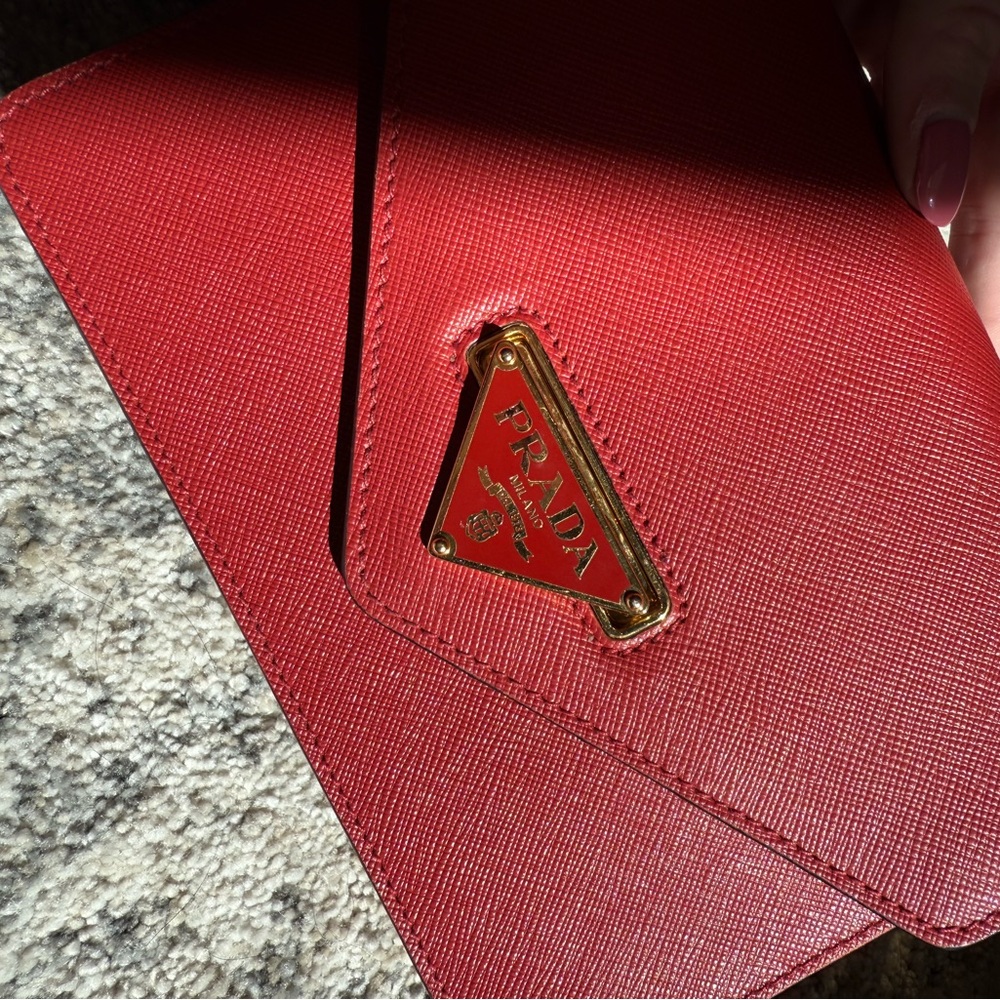 Prada Red Leather Chain Shoulder Bag - Picture 3 of 11